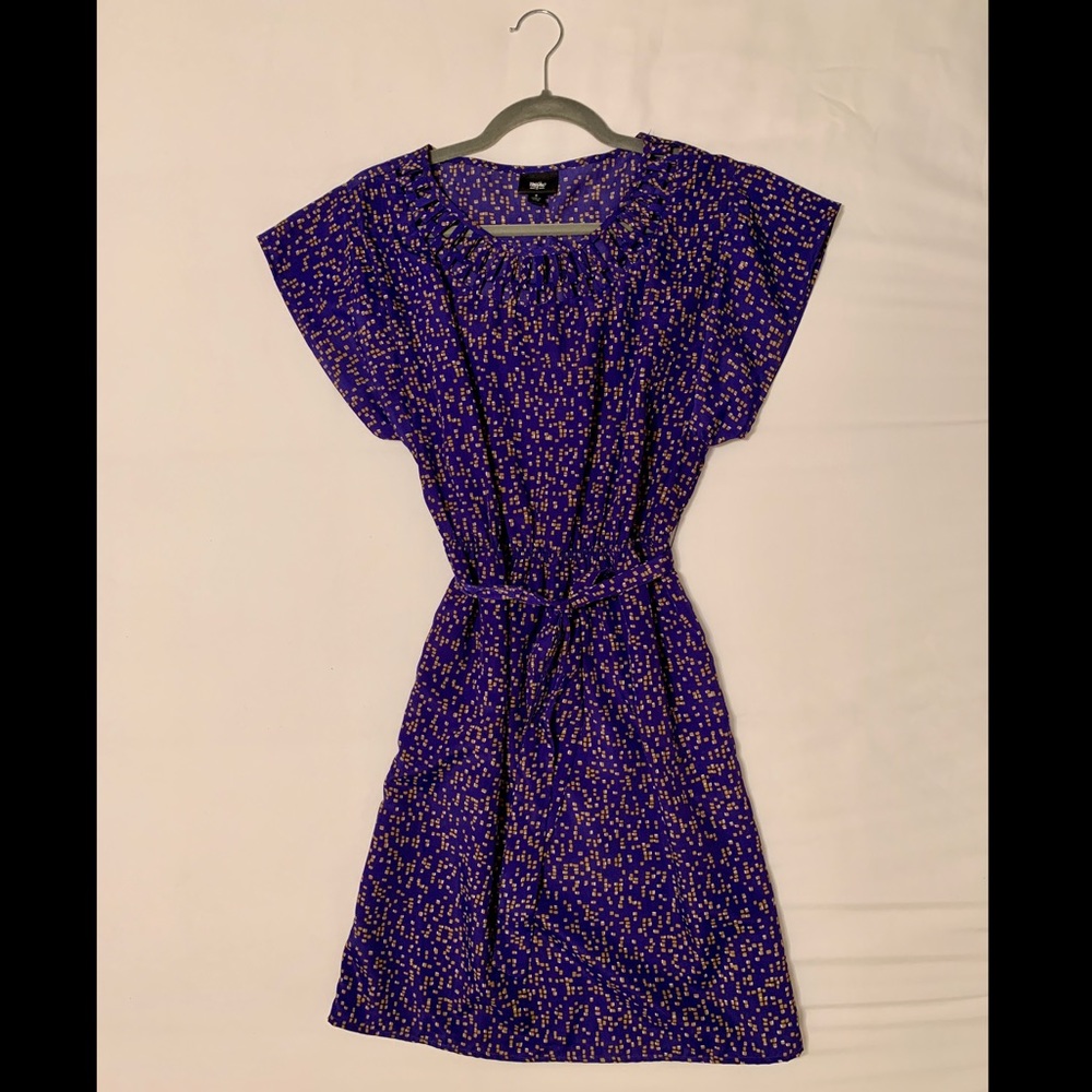 Mossimo Blue & Gold Cutout Collar Dress